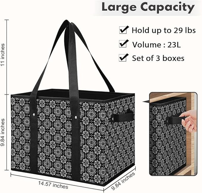 WISELIFE Reusable Grocery Bags 8 Pack,Large Grocery Tote Bag Water Resistant Shopping Bags Foldable Grocery Bag for Clothes,Shoes and Picnic,Black