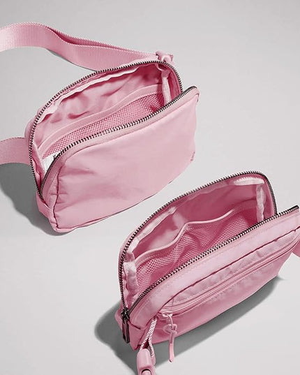 YOSHUYUKI Fanny Pack Crossbody Bag Trendy Waterproof Small Sling Cross Body Purse for Women Men Fashion Waist Packs Mini Belt Pouch Chest Bum Hip Bag Lulu Dupes for Travel Vacation Running Pink