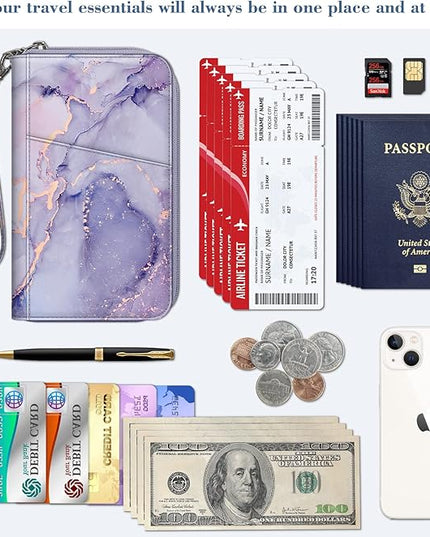 Fintie Family Passport Holder Wallet, RFID Blocking Travel Document Organizer Clutch Bag Credit Cards Case Cover for Women Men