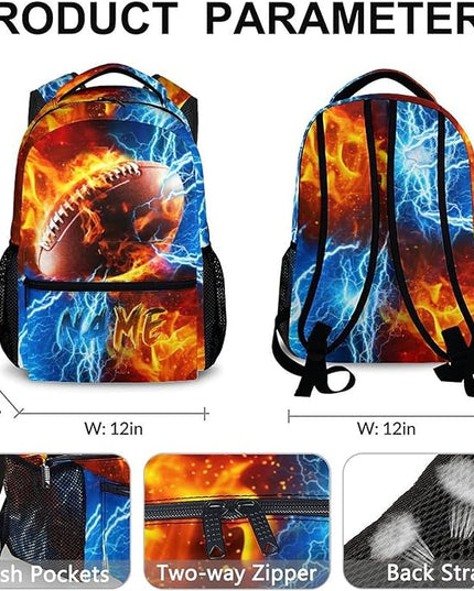 Backpack for Kids Boy Custom Football Bookbag for School Elementary Middle Primary, Personalized Student School Supplies