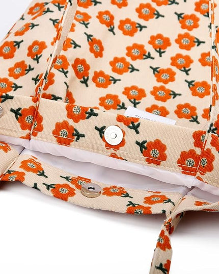 Corduroy Tote Bag Cute Tote Bags for Women Shoulder Bag with Inner Pocket for Work Beach Travel and Shopping Grocery