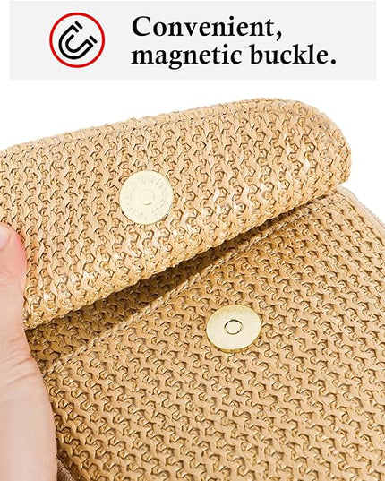 Haytijoe Straw Crossbody Bags for Women Small Summer Purse Woven RFID Cross Body Phone Wallet for Beach Hawaiian Travel Gifts