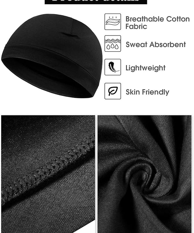 Syhood 4 Pcs Cotton Skull Caps for Men Women Breathable Beanie Thin Sleep Hat Night Running Cap Helmet Liner for Cycling Gym