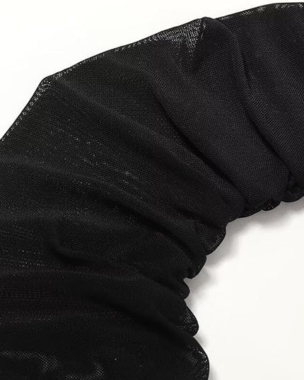 Hazhlko Women's Super Long Stretchy Ruched Mesh Tulle Sheer Gloves Costume Opera Party 1920's Dance Gloves