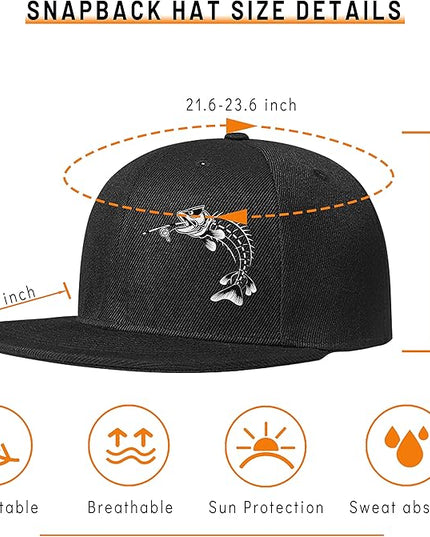 Skull Finger Flat Bill Hats for Men Black Mens Snapback Hat Baseball Cap Fitted Hat Rock N Roll Skeleton Hand Snap Backpack