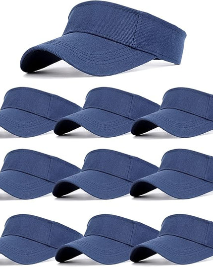 10 Pack Men Women Sun Visor Adjustable UV Protection Blank Sun Visor Hats Caps for Beach Pool Golf Tennis Sports