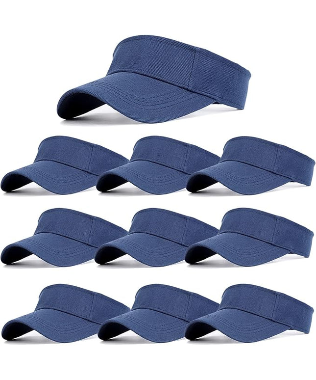 10 Pack Men Women Sun Visor Adjustable UV Protection Blank Sun Visor Hats Caps for Beach Pool Golf Tennis Sports