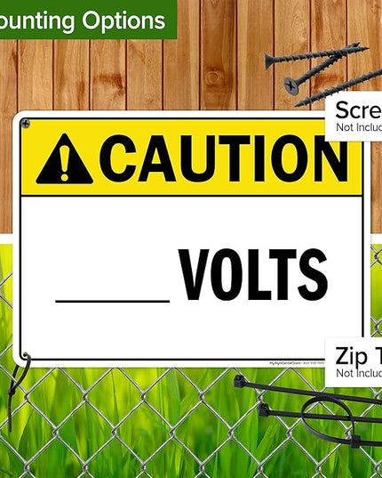 Caution Volts Sign, 10x14 Inches, 55 mil thick HDPS (high density polystyrene), Made in USA by My Sign Center