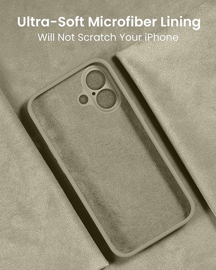 FireNova Designed for iPhone 16 Plus Case, Silicone Upgraded [Camera Protection] Case with [2 Screen Protectors], Soft Anti-Scratch Microfiber Lining Inside, 6.7 inch, Khaki