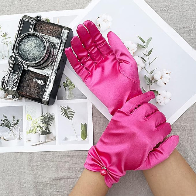 Satin Wedding Dress for Women Opera Party 1920s Gloves Wrist Length Gloves
