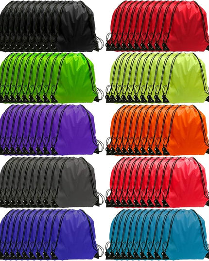 GoodtoU Drawstring Backpack Bulk, 100 Pcs Draw String Bags Cinch Bag Drawstring Gym Bag Sackpack Bags for Women Men, 10 Colors
