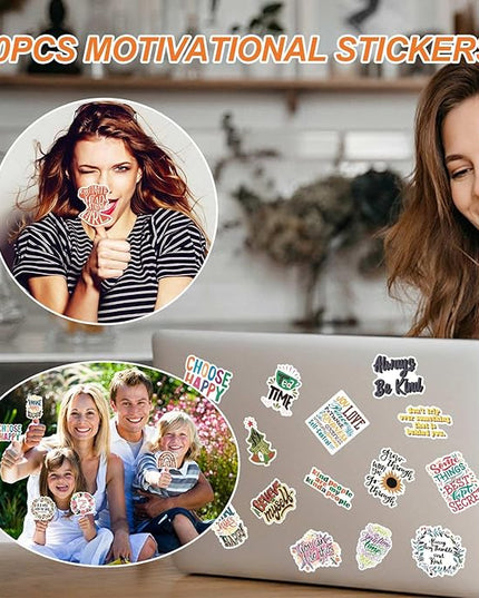 100pcs Inspirational Stickers, Motivational Quote Sticker for Water Bottle Adults Women Teen Boy Girl, Affirmation Stickers, Vinyl Positive Stickers Decals for Laptop Journal Computer Phone Case