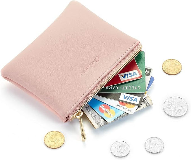 Chelmon Vegan Leather Coin Purse Pouch Change Purse With Zipper For Men Women