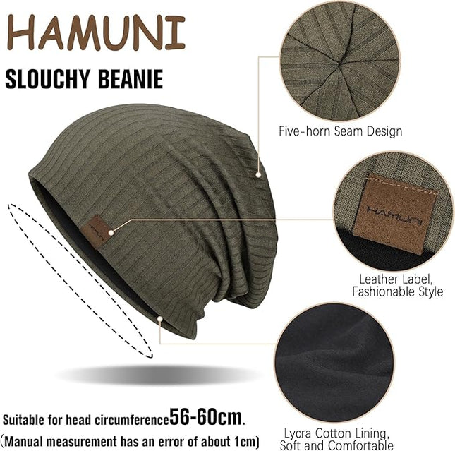 Slouchy Beanie for Men Women Soft Lightweight Running Beanie Hat Chemo Cap Skull Cap