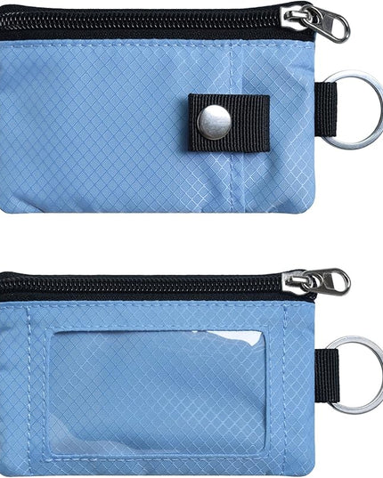 Minimalist RFID Blocking Small Wallet with ID Window,WaterResistant Zip Id Case Wallet with Lanyard Keychain for Cards,Cash,Travel,Women,Men