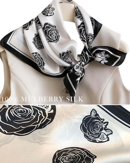 100% Mulberry Silk Scarf for Women Hair Lightweight Square Neckerchief Wrap For Head Scarves 21"