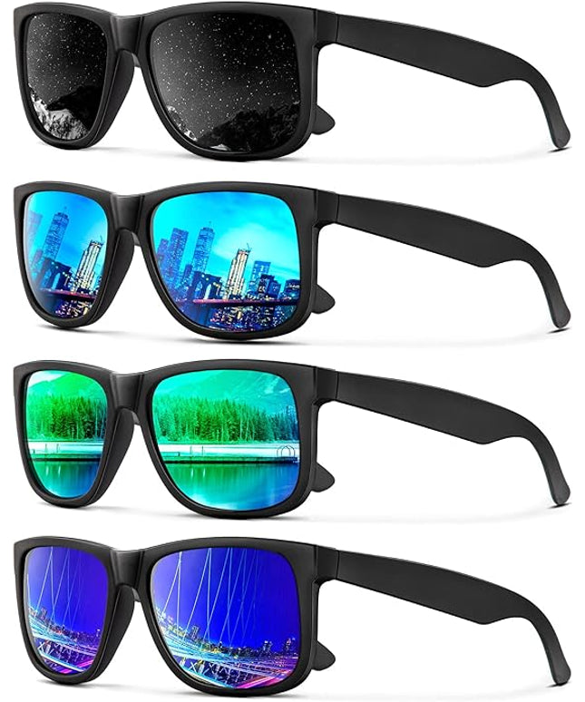 KALIYADI Sunglasses Men Polarized Sun glasses for Mens Womens Classic Matte Black Frame UV Protection 3pack