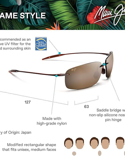 Maui Jim Polarized Men's and Women's Breakwall Rimless Sunglasses