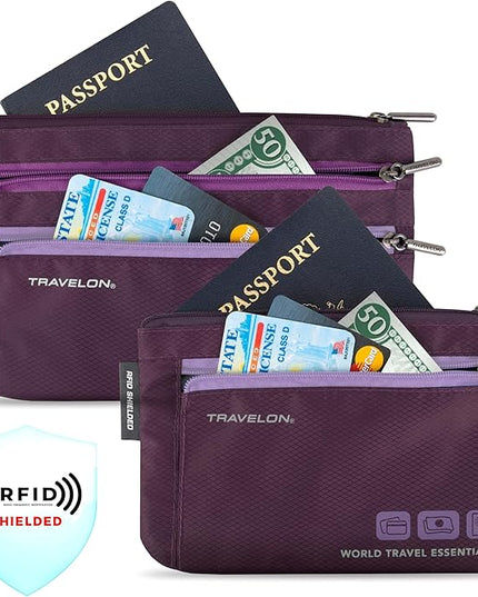 Travelon World Travel Essentials Set of 2 Currency and Passport Organizers