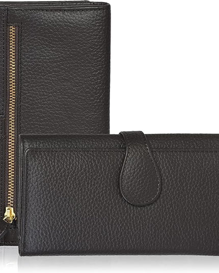 Real Leather Women Wallet Leather with RFID Blocking -Trifold Card Holder Designer Ladies Clutch with ID Window Wallets