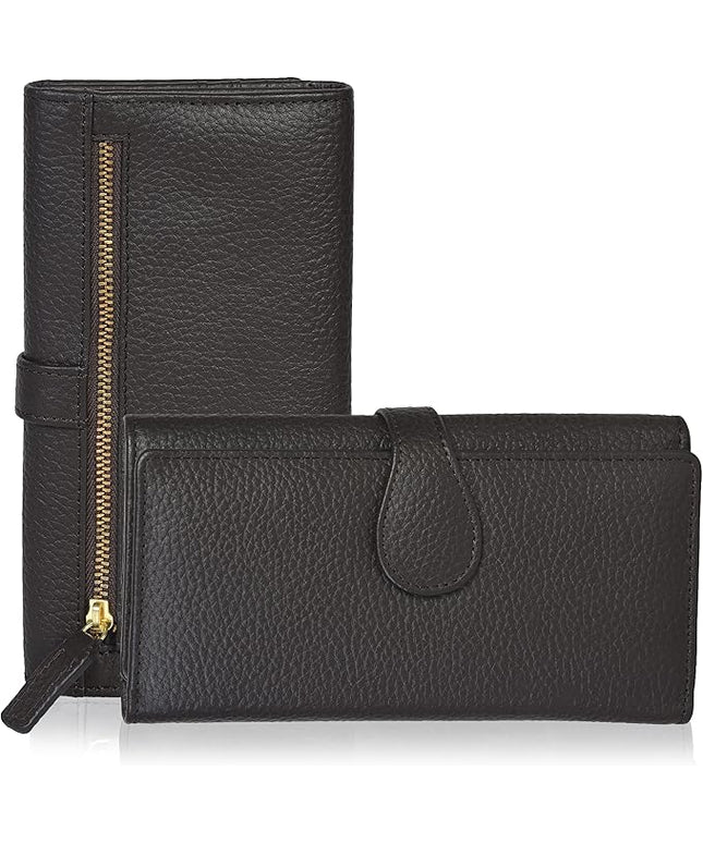 Real Leather Women Wallet Leather with RFID Blocking -Trifold Card Holder Designer Ladies Clutch with ID Window Wallets