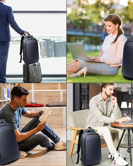 Business Backpack 17 Inch Slim Expandable Waterproof Travel Laptop Backpacks with USB Charger Port Anti-Theft Lightweight Large Work Computer Bag College Laptop Backpacks Gifts for Men Women,Dark Blue