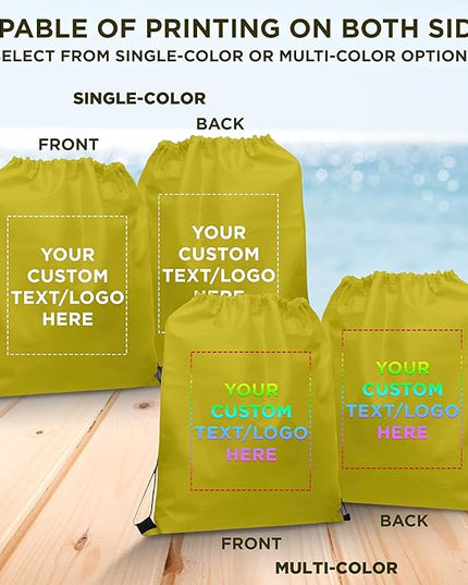 DISCOUNT PROMOS Custom Non-Woven Drawstring Backpacks Set of 10/50/100, Personalized Bulk Pack