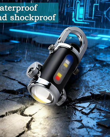 3-in-1 Keychain Flashlight, Rechargeable 500/1200 Lumens EDC Tool with Red/Blue Strobe, Emergency Recharge Your Phone , IPX7 Waterproof, Portable for Outdoor, Camping, Hiking & Survival Gear