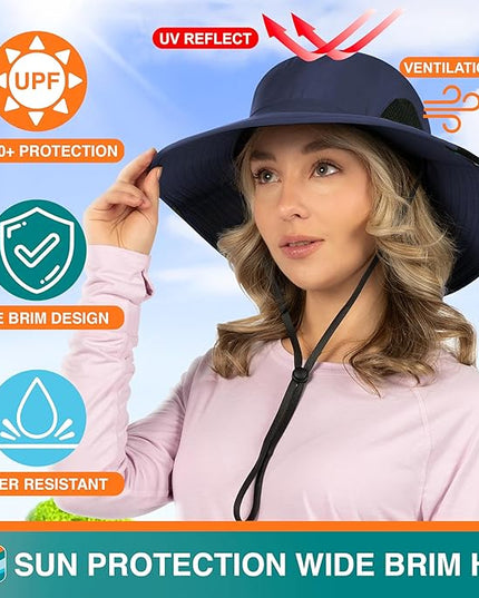 SUN CUBE Wide Brim Sun Hat Men Women, Fishing Hats Sun UV Protection, Mens Hiking Bucket Hat Safari Beach Boonie, UPF 50+