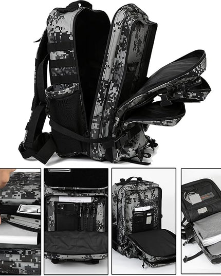 QT&QY 25L/45L Military Tactical Backpack For Men Molle Daypack 3 Day Bug Out Bag Hiking Rucksack With Bottle Holder