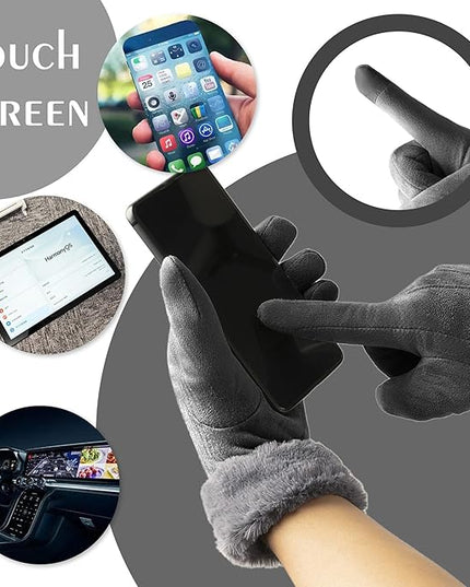 Vagasi Winter Gloves for Women, Touch Screen Cold Weather Thermal Warm Windproof Gloves, Soft Thick Fleece Lining Glove