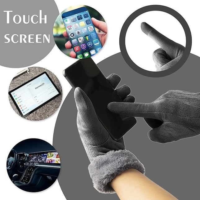 Vagasi Winter Gloves for Women, Touch Screen Cold Weather Thermal Warm Windproof Gloves, Soft Thick Fleece Lining Glove