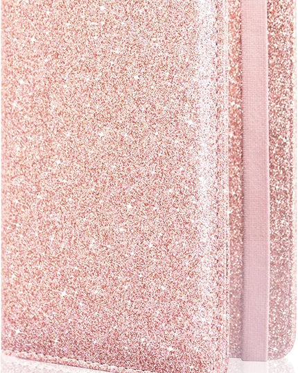 ACdream Passport Holder Cover, Leather Travel Wallet Case, RFID Blocking Document Organizer Protecrtor, with Slots for Credit Cards, Boarding Pass, for Women and Men, Glitter Rose Gold
