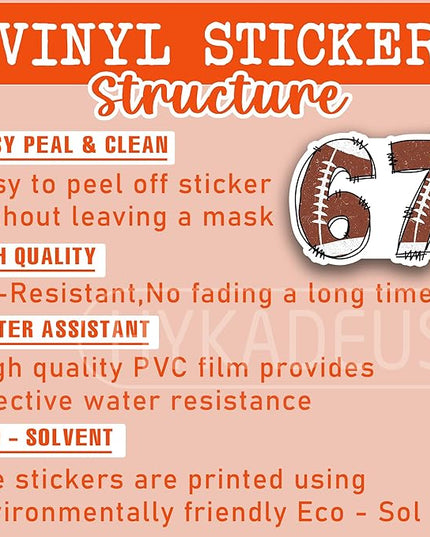 (3 Pcs) Football 67 Sticker Six Seven Funny Gen Alpha Meme Stickers – 67 Gifts for Coaches, Players, Goalies, Waterproof Vinyl Decals for Water Bottle, Tumbler, Laptop, Phone Case, 3" x 2.2"