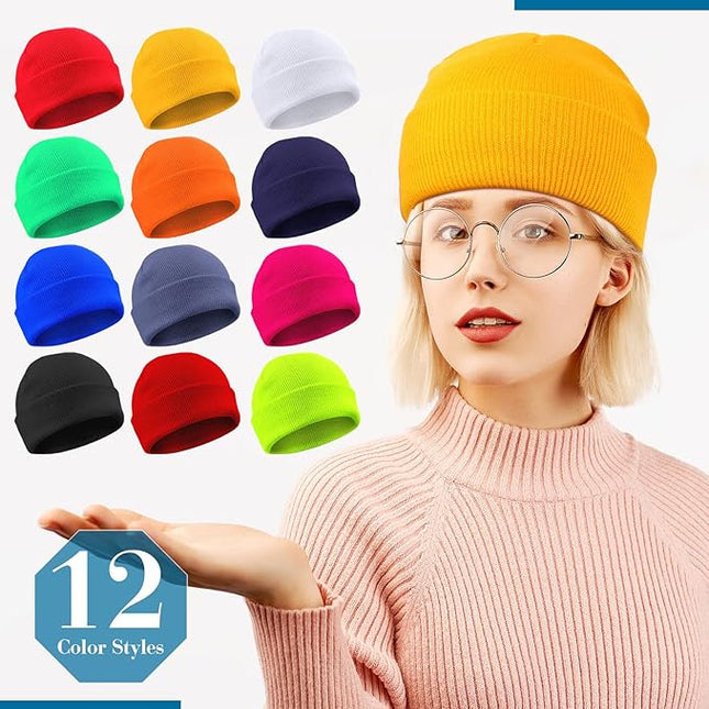 Yahenda 48 Pack Knit Beanies Hats Winter Beanie Hats Warm Knitted Cuffed Skull Cozy Cap for Men Women Unisex