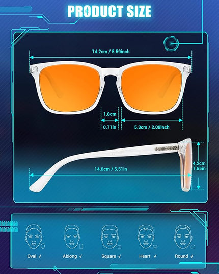 TIJN Blue Light Blocking Glasses Dual AR Coatings Amber Orange Lens for Computer Gaming