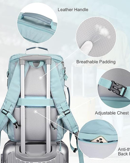 PIJUSHI Carry on Travel Backpack for Women Convertible Duffel Bag Backpack Large Luggage Rucksack Fit 16 Inch Laptop(PE039 Blue)