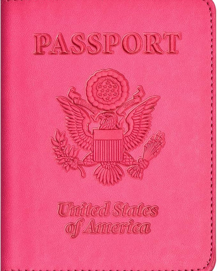 Passport and Vaccine Card Holder Combo, with Slot, Wallet, Cover, Case, for Women Men(AD-Rose Red)