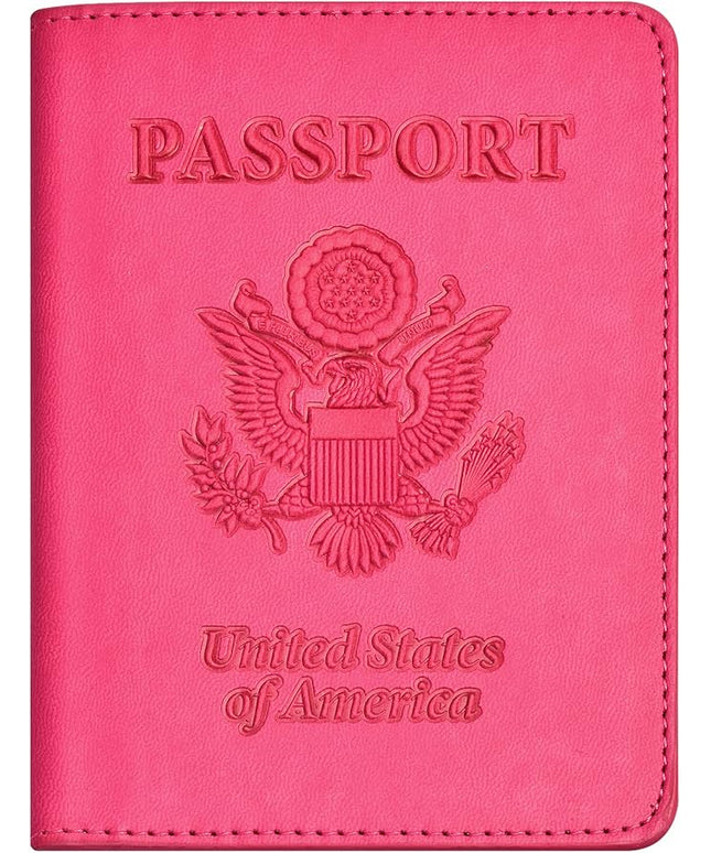 Passport and Vaccine Card Holder Combo, with Slot, Wallet, Cover, Case, for Women Men(AD-Rose Red)