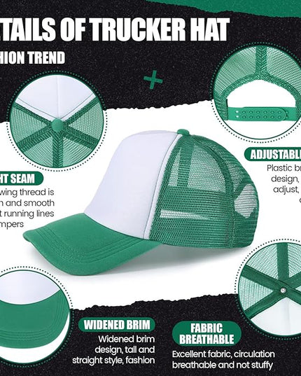 10 Pcs Sublimation Blank Trucker Hats Bulk Mesh Baseball Cap Polyester Mesh Trucker Hat for Men and Women