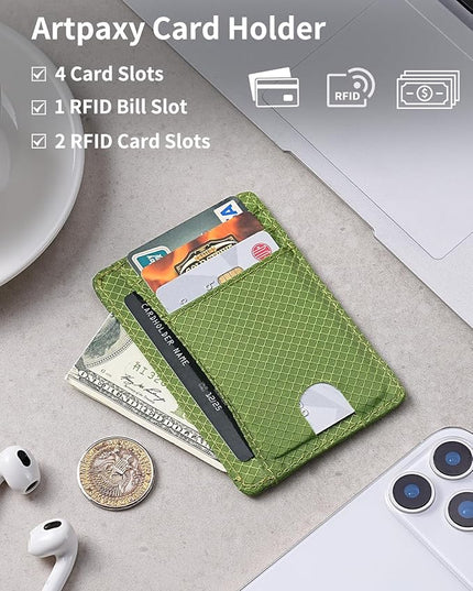 Artpaxy Slim Wallet for Men & Women, Minimalist Front Pocket Card Holder for Travel, RFID Blocking, Water Resistant Nylon Wallet for ID & Cash & Credit Card