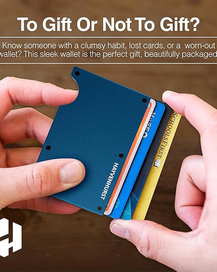 Hayvenhurst Wallet For Men - Reinvented Design Men's Wallet - Slim, Minimalistic & Seamless, Blocks RFID Scanners with a Money Clip (Navy)