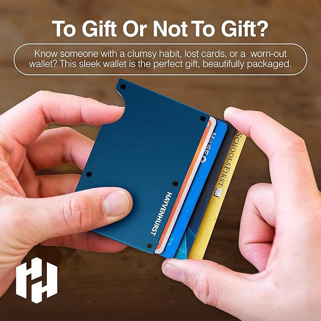 Hayvenhurst Wallet For Men - Reinvented Design Men's Wallet - Slim, Minimalistic & Seamless, Blocks RFID Scanners with a Money Clip (Navy)