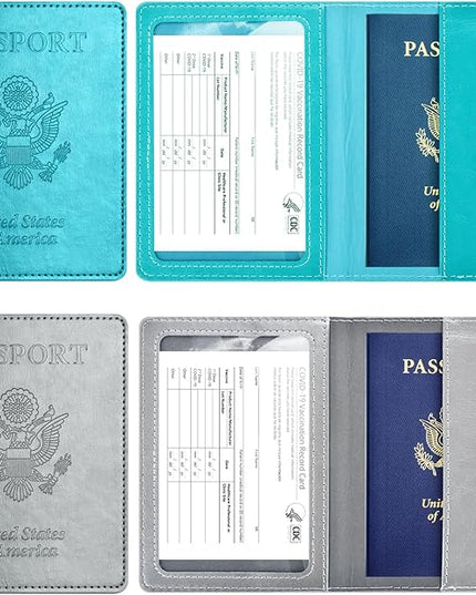 Eoehro Passport Holder for Travel Essentials-2Pack, Passport Wallet Cover Case for Travel Must Haves Accessories,Passport Book Holders for Women and Men