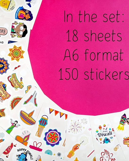 BulbaCraft 100Pcs Diwali Stickers - Diwali Decorations Laptop Decals, Gifts for Women & Men