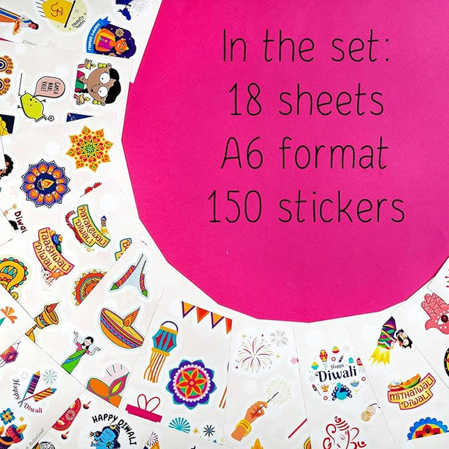 BulbaCraft 100Pcs Diwali Stickers - Diwali Decorations Laptop Decals, Gifts for Women & Men