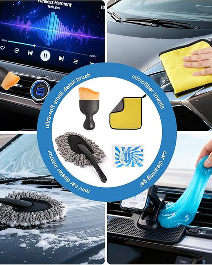 Car Detailing Brush Kit with Detail Brushes,Car Interior Detailing Brushe,Car Dust Brush,Cleaning Gel,Car Interior Cleaning Tool for Truck, SUV, Interior Car Accessories