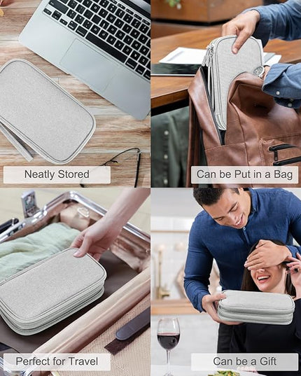 FYY Travel Electronic Cable Organizer Bag, Pouch Electronic Accessories Carry Case Portable Waterproof Double Layers Storage Bag for Cable, Cord, Charger, Phone, Earphone, Medium Size, Grey