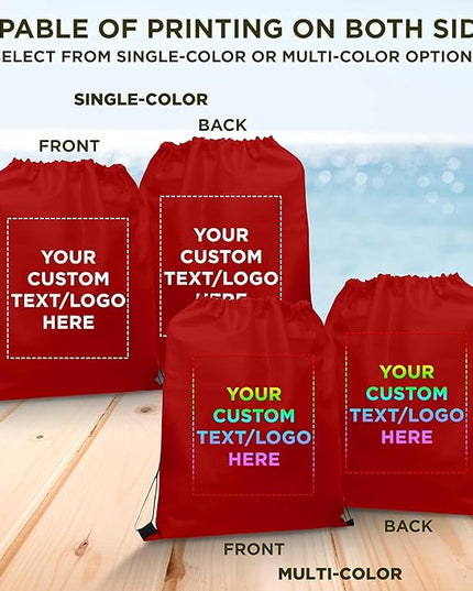 DISCOUNT PROMOS Custom Non-Woven Drawstring Backpacks Set of 10/50/100, Personalized Bulk Pack