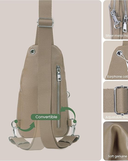 befen Genuine Leather Small Sling Bag for Women Anti-Theft Crossbody Chest Bags Fanny Packs for Travel with RFID Card Slots